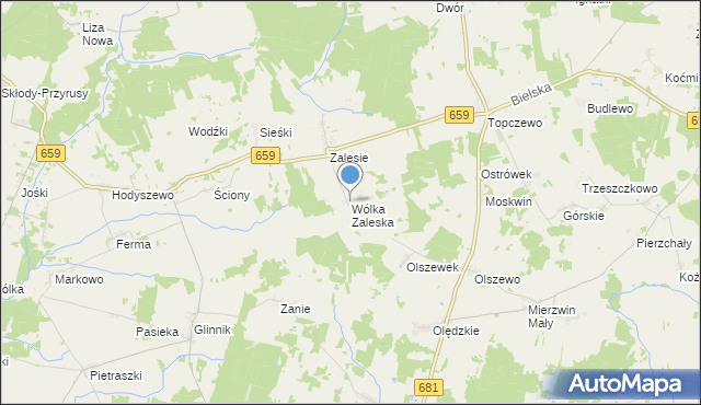 mapa Wólka Zaleska, Wólka Zaleska gmina Wyszki na mapie Targeo